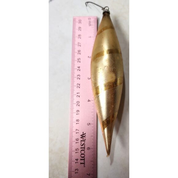 Vintage West Germany Hand Blown Christmas Ornament Gold Teardrop 6" Mercury - Picture 4 of 6